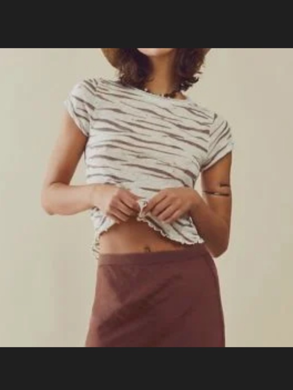 We the free, free people zebra print brown cropped summer shirt top